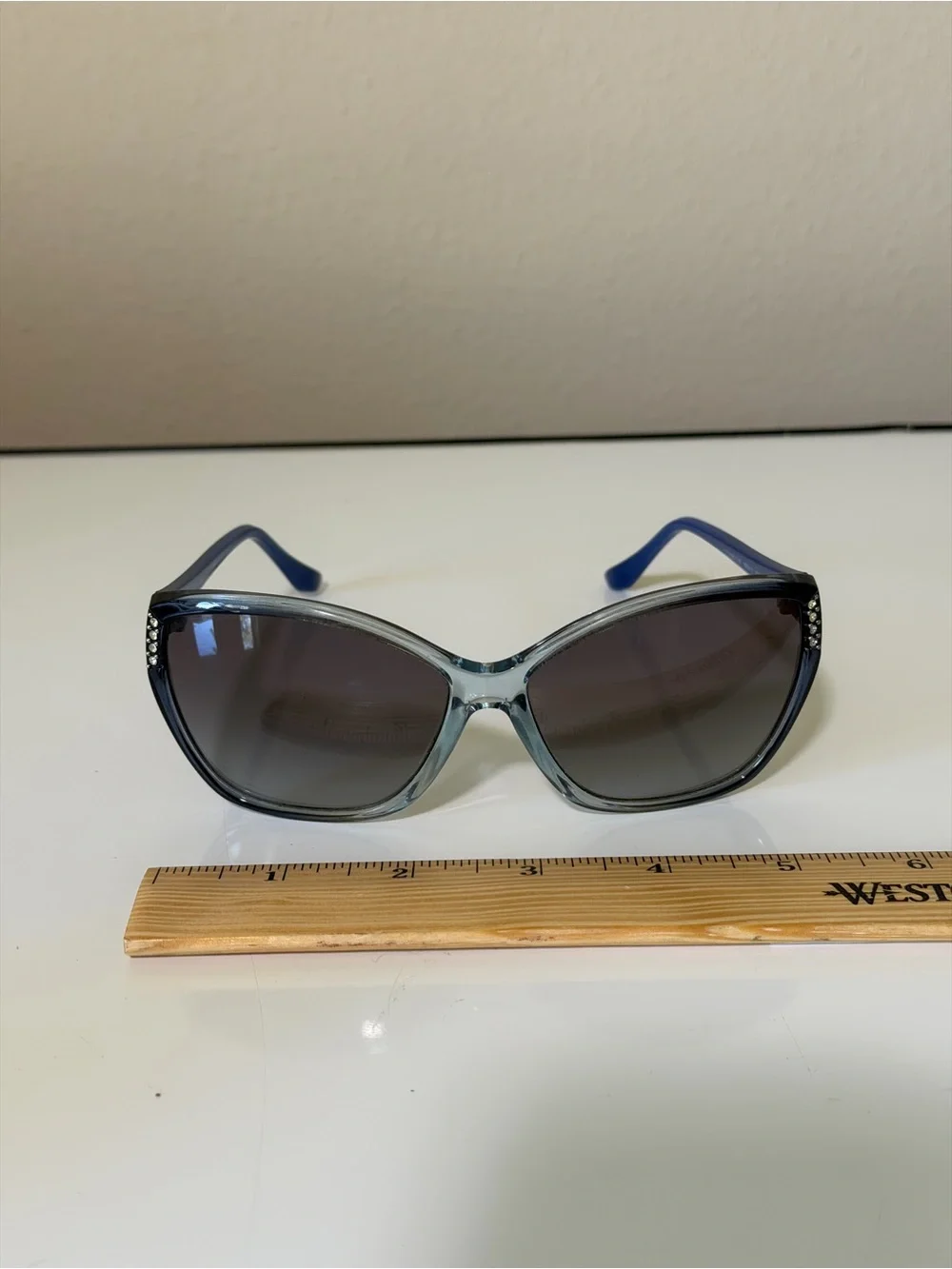 Vogue Women's Cat-Eye Sunglasses in Blue with Gray Gradient Lenses